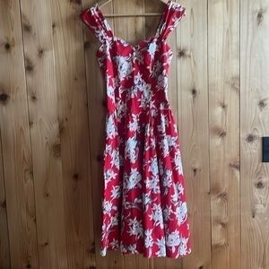 VTG 40s style Hawaiian Floral Pinup Sun Dress S